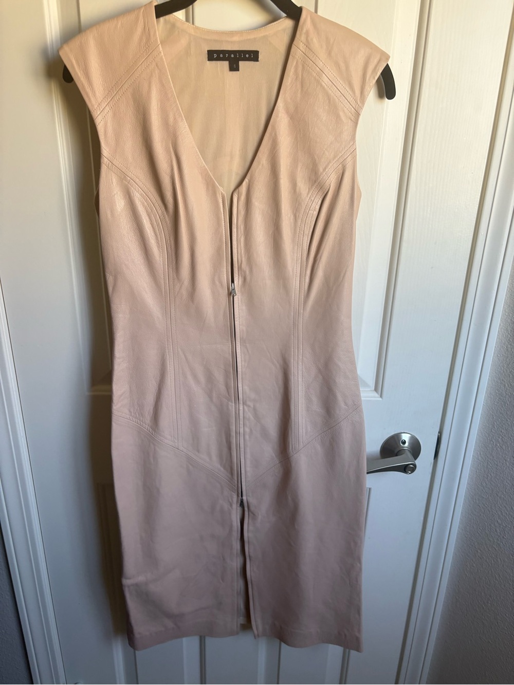 Parallel Blush Leather Sheath Dress